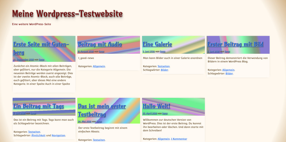 Wordpress Testwebsite auf 10437.lima.zone
